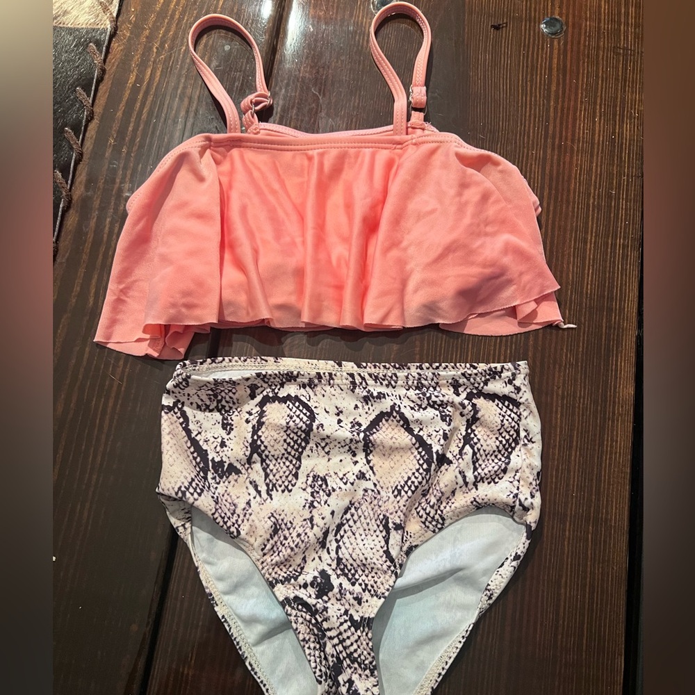 Little Girls Snakeskin and coral 2 piece